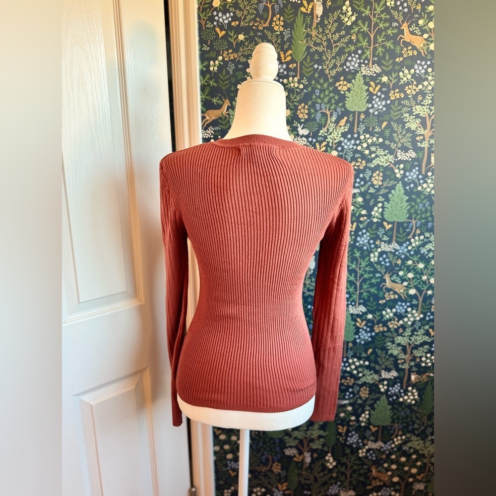 Love Tree Rust Ribbed Sweater​ - Picture 3 of 7